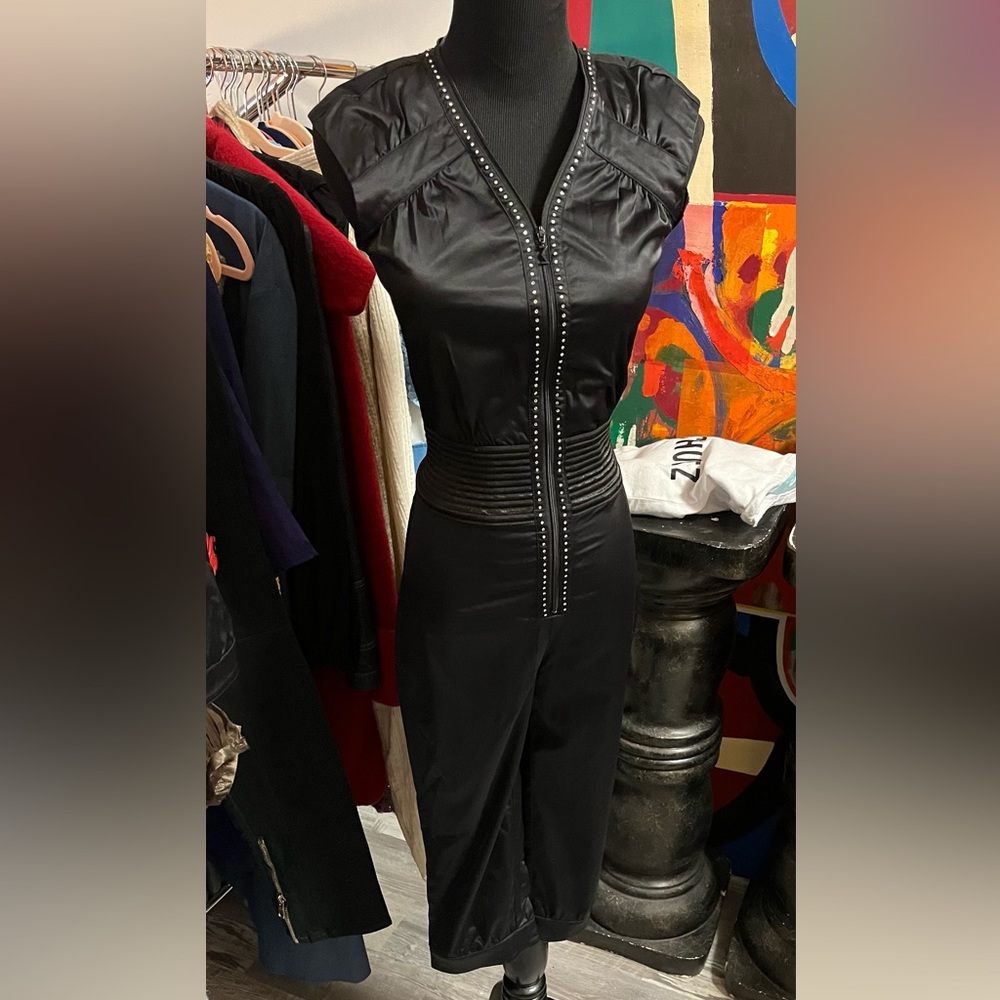 Madonna Black Diamante Jumpsuit Studded Detail